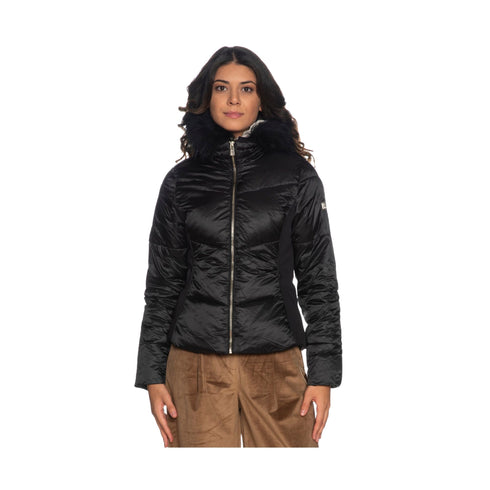 Yes Zee Piumino medio Piumino Donna medio con pelliccia Nero A23-YESZEEJ016QV00-0801-XS - Francavilla Moda